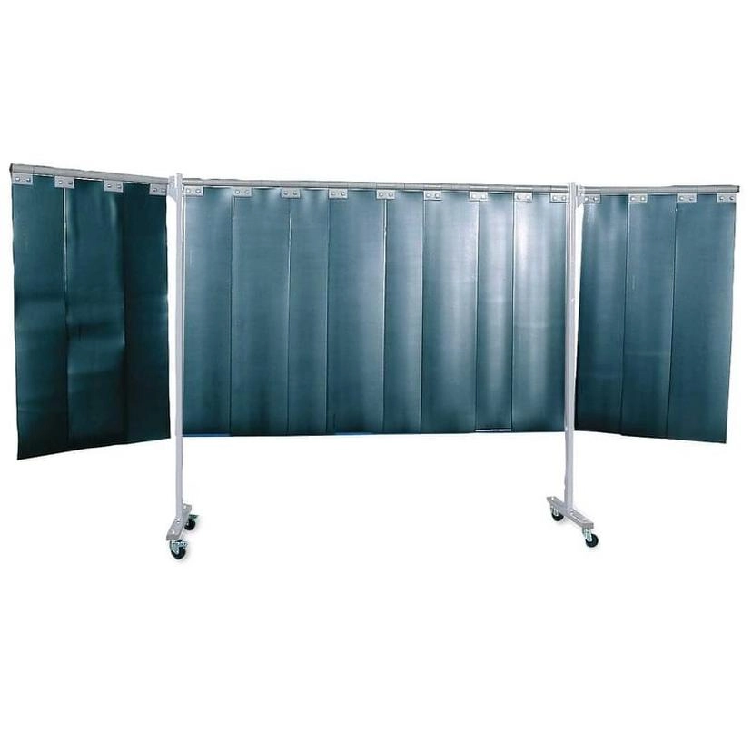 Dreiteilige Schutzwand mit Lamellen